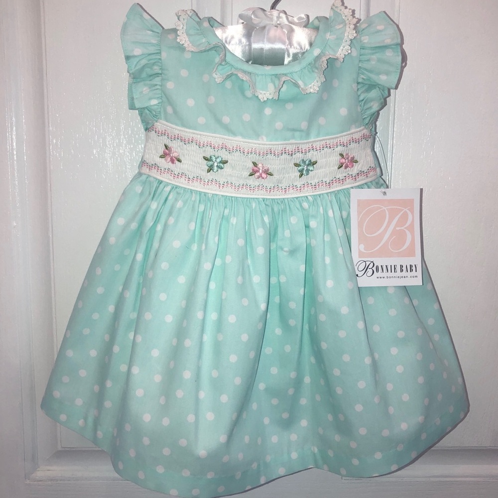 BONNIE BABY SWEET POLKA DOT DRESS SIZE 12 MONTHS